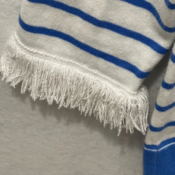 Lilly Pulitzer Dasha Cotton Striped Fringe Sweater Coastal Blue Size Small - Picture 4 of 9